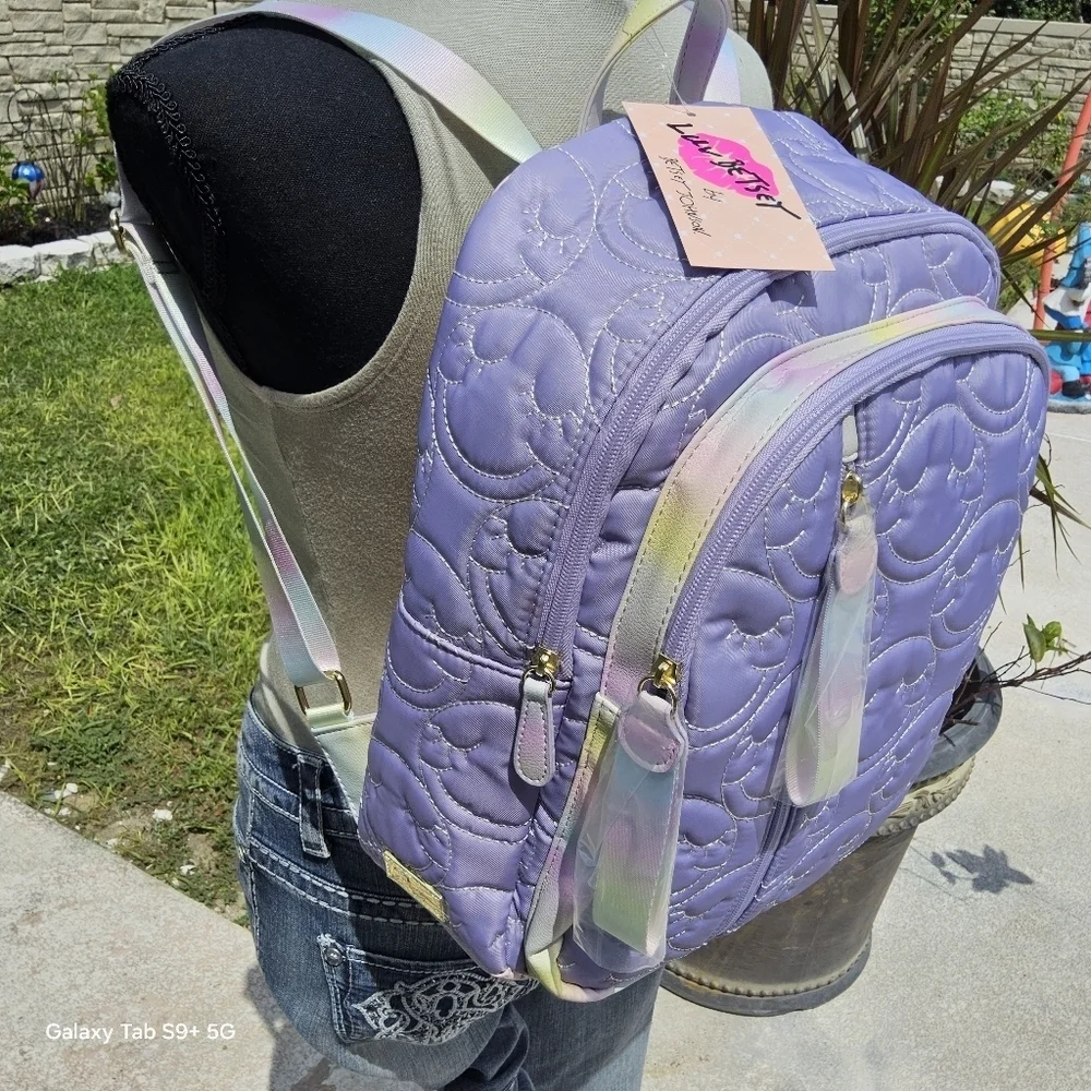 BETSEY JOHNSON PURPLE QUILTED LUV BETSEY SMILEY ☺️ FACE  display picture 2